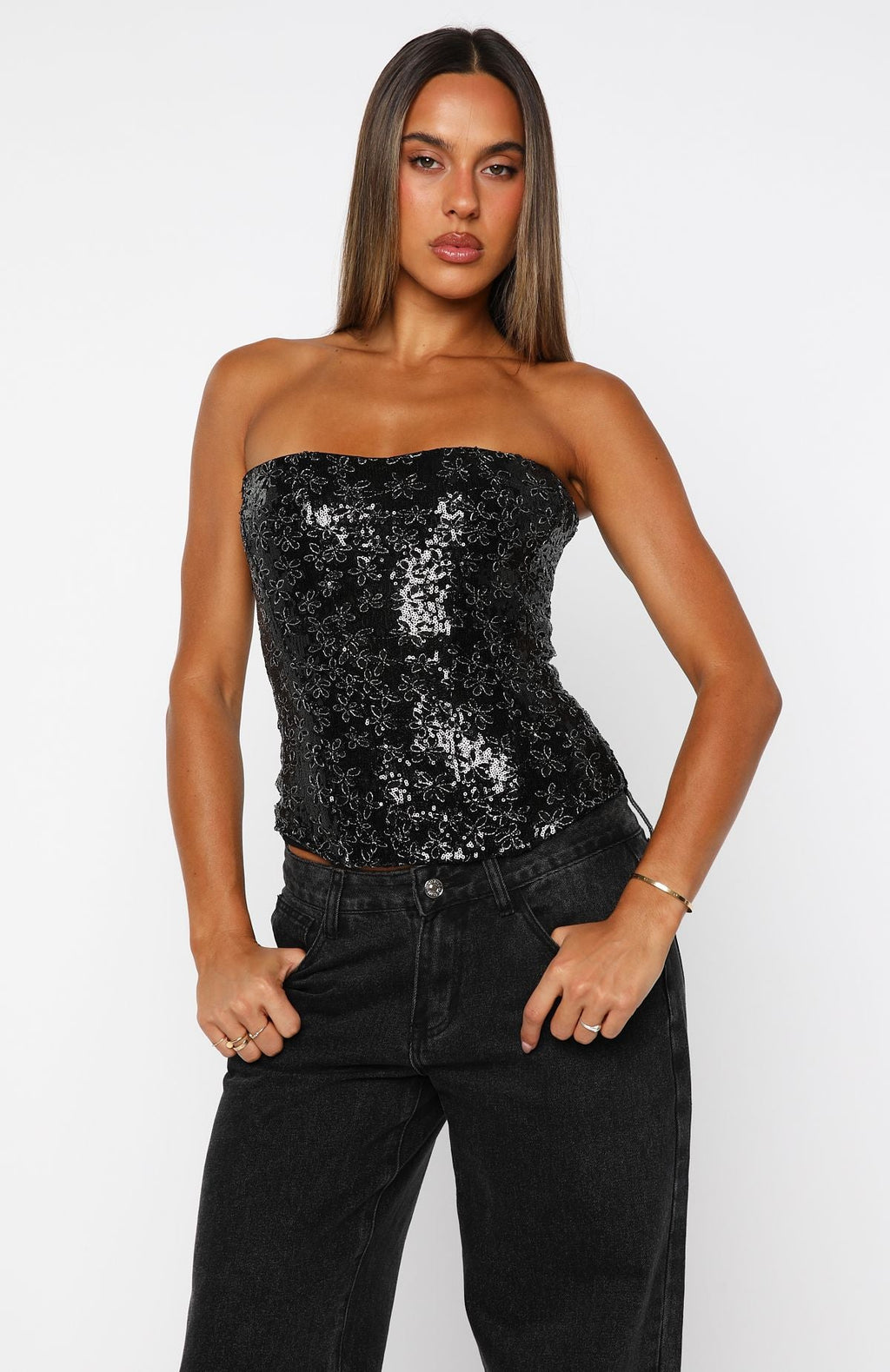 Paint The Sky Strapless Bustier Black