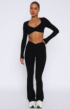 Revival High Waisted Flare Leggings Black