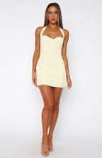 So Curious Mini Dress Lemon