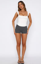 On The Inside Booty Shorts Black/White Polka Dot