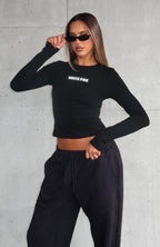 Love Addiction Long Sleeve Baby Tee Black