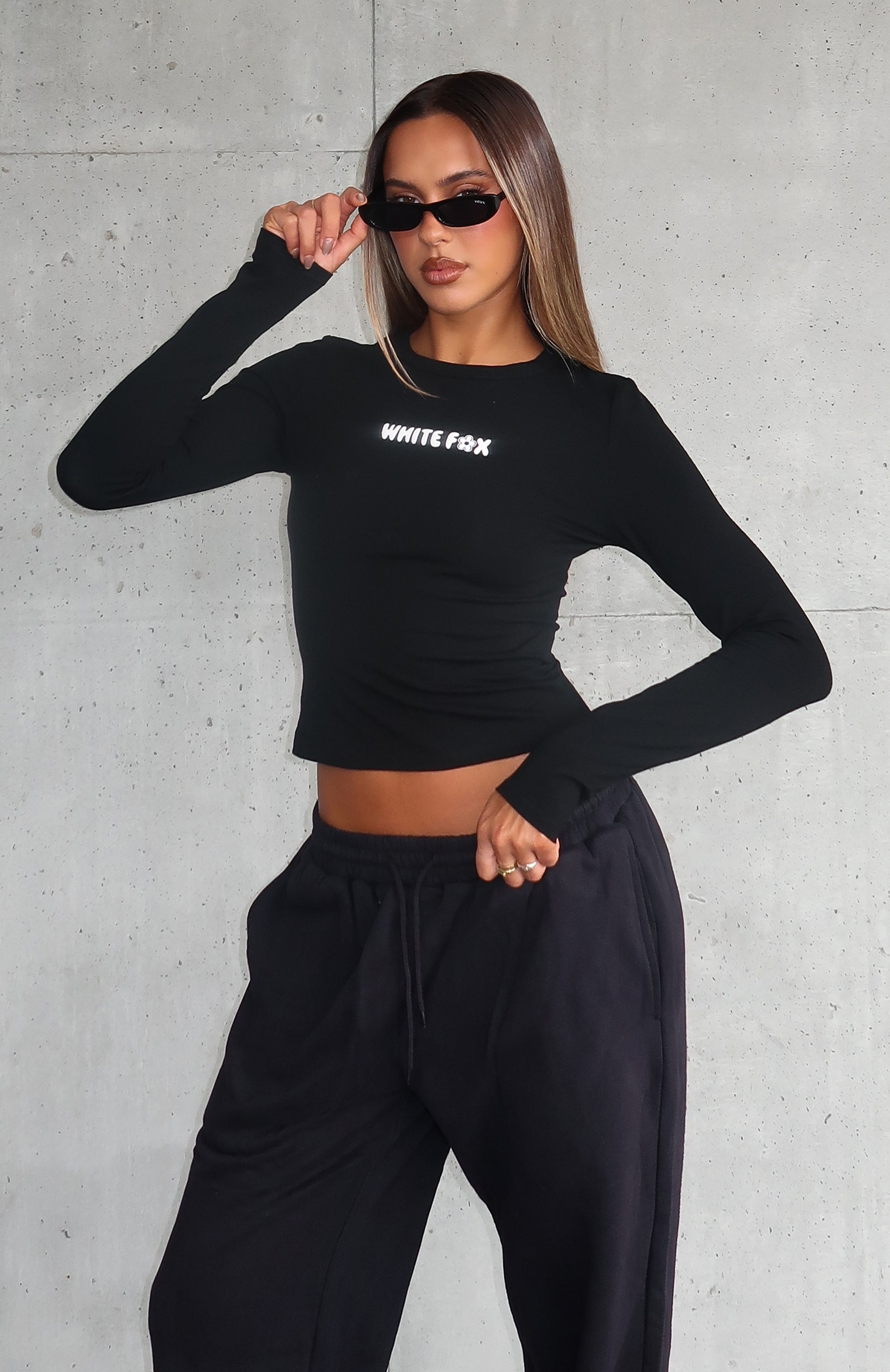 Love Addiction Long Sleeve Baby Tee Black