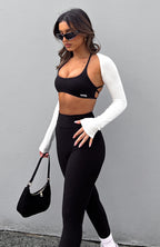 She's Healthy Sports Crop Black