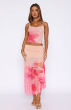 Mediterranean Mirage Midi Skirt Botanic Mirage