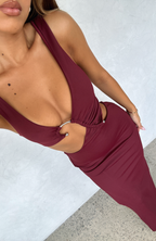 It Feels Wrong Maxi Dress Burgundy