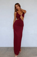 It Feels Wrong Maxi Dress Burgundy