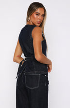 I'll Miss You Denim Top Dark Navy