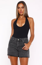 Want To Be Me Halter Bodysuit Black