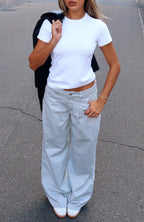 Iris Low Rise Wide Leg Jeans Light Grey