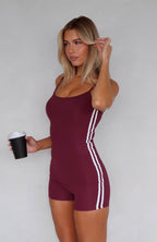 Leaving Town Playsuit Burnt Burgundy