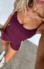 Leaving Town Playsuit Burnt Burgundy