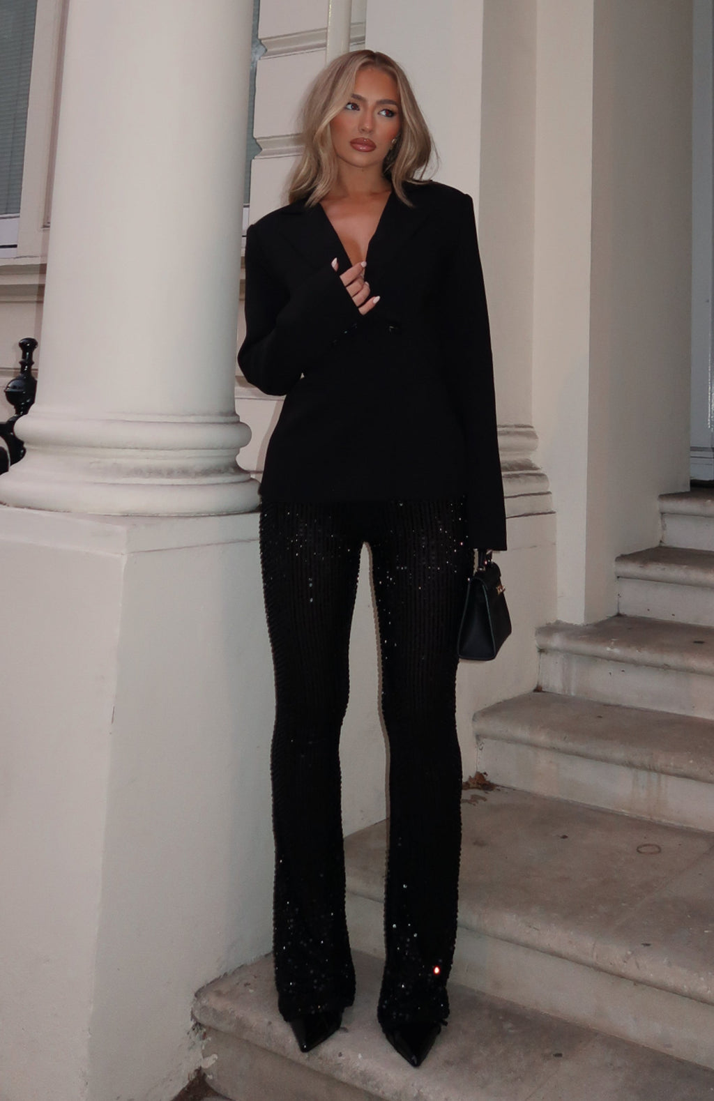 Moonlit Vows Beaded Pants Black