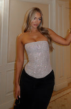 Night Bloom Embellished Bustier Champagne