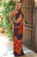 You Give Me Fever Halter Maxi Dress Tangerine Twist