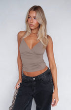 So Tempting Halter Top Olive