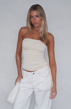 How Will It End Strapless Top Butter