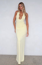 Say What You Feel Halter Maxi Dress Lemon