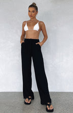 Live It Up Linen Pants Black