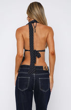 Quick Getaway Top Navy Polka Dot