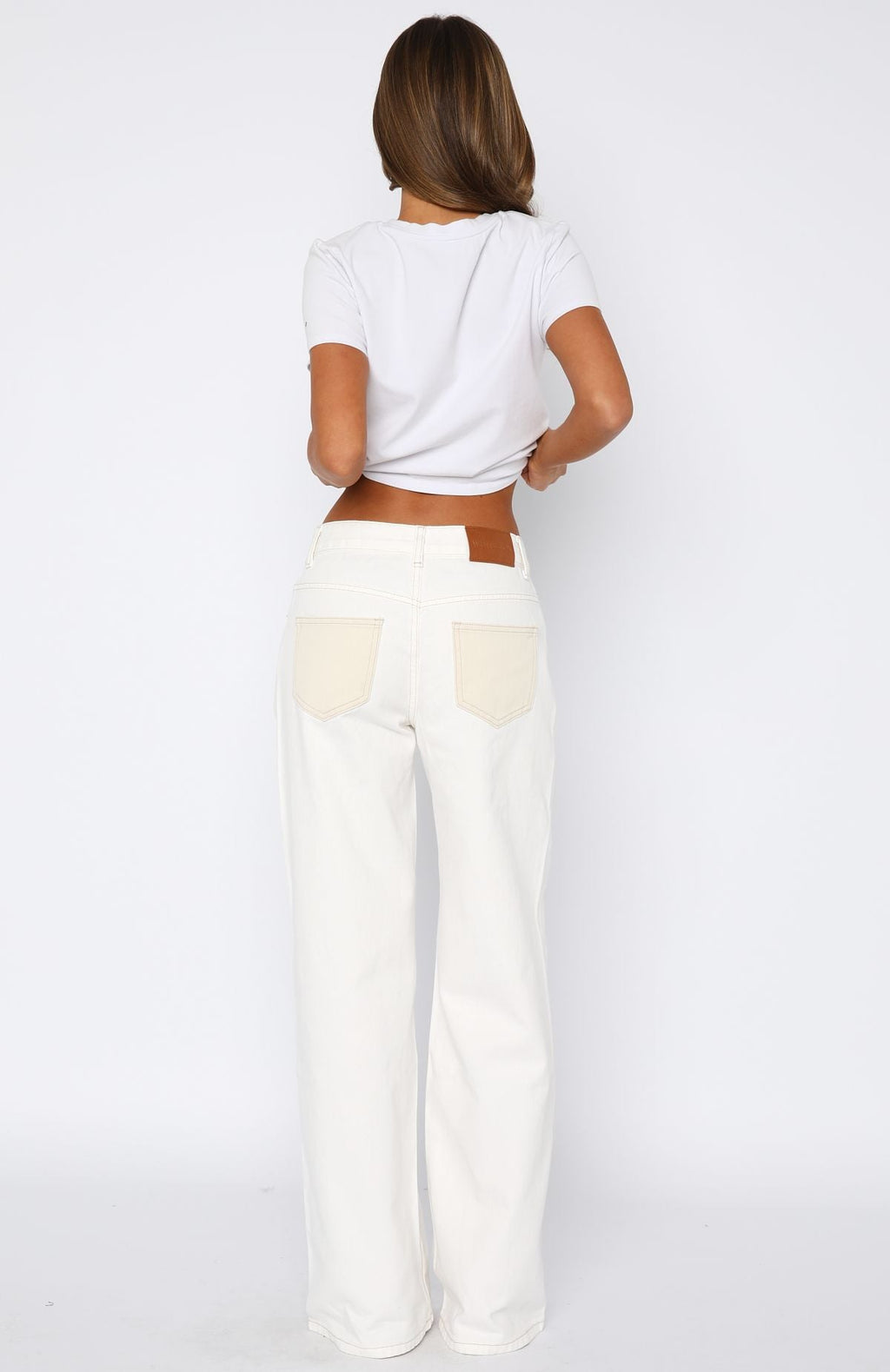 Amira Mid Rise Wide Leg Jeans White/Cream