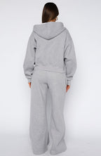 Come A Long Way Wide Leg Sweatpants Grey Marle