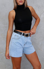 Keep It Brief Denim Shorts Light Blue