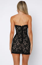 Mistress Strapless Lace Mini Dress Black