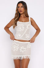 Living Loud Knit Mini Skirt Off White