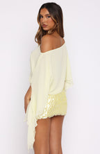 Look Within Sequin Mini Skirt Lemon