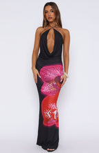 Dancing In Ibiza Maxi Dress Fuchsia Bloom