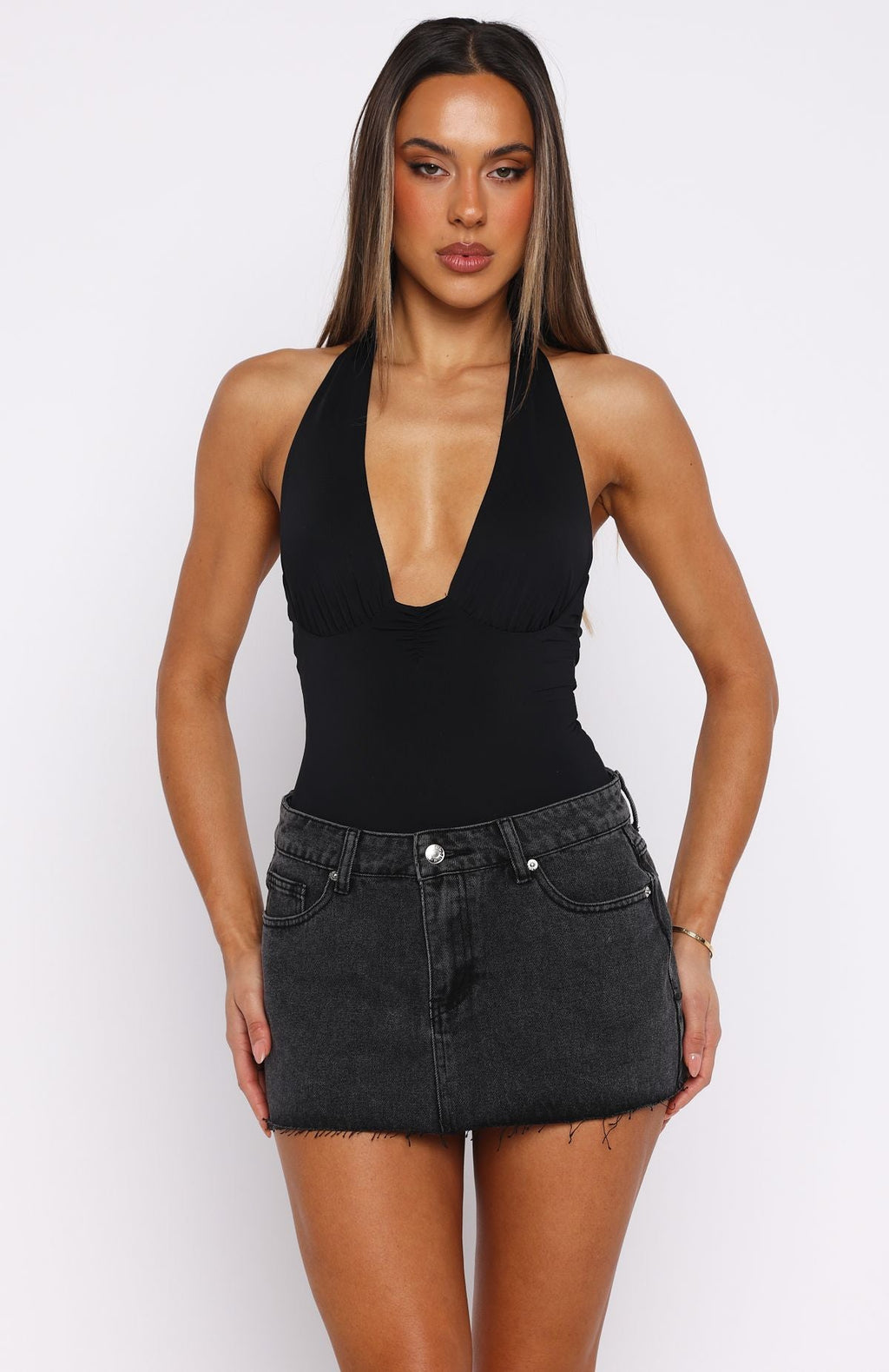 New Horizons Halter Bodysuit Black