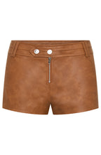 Midnight Blues PU Booty Shorts Tan