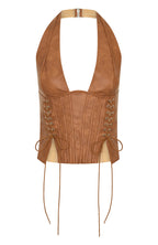 Midnight Blues PU Bustier Tan