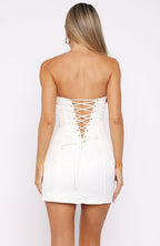 Savage Lust Strapless Mini Dress White