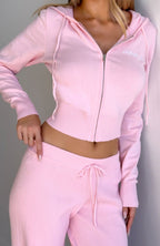 Paying It Forward Zip Front Hoodie Baby Pink