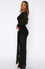 Super Love Long Sleeve Maxi Dress Black