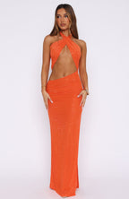 The One Halter Maxi Dress Orange