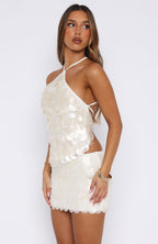 Forgiven Aura Shell Mini Skirt White