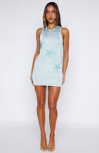 Sweet Mist Sequin Knit Mini Dress Baby Blue