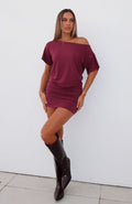 My Own Hero Mini Dress Plum