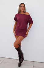My Own Hero Mini Dress Plum
