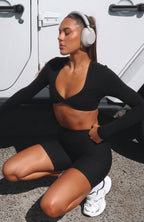 Over The Line Long Sleeve Crop Black