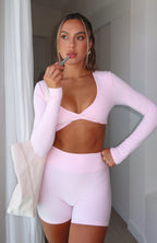 Over The Line Long Sleeve Crop Ballet Pink
