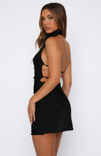 Just Small Talk Halter Mini Dress Black