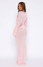 Malta Mermaids Long Sleeve Maxi Dress Blush Pink