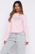 Let's Get Going Relaxed Long Sleeve Baby Tee Pink