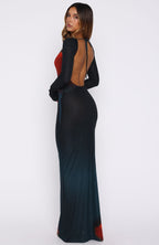 No Halo Long Sleeve Maxi Dress Midnight Scarlet