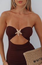Pray For Forgiveness Strapless Maxi Dress Chocolate