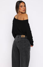 Stayed Down Off Shoulder Long Sleeve Top Black