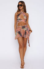 Wait For You Mini Skirt Safari Bloom